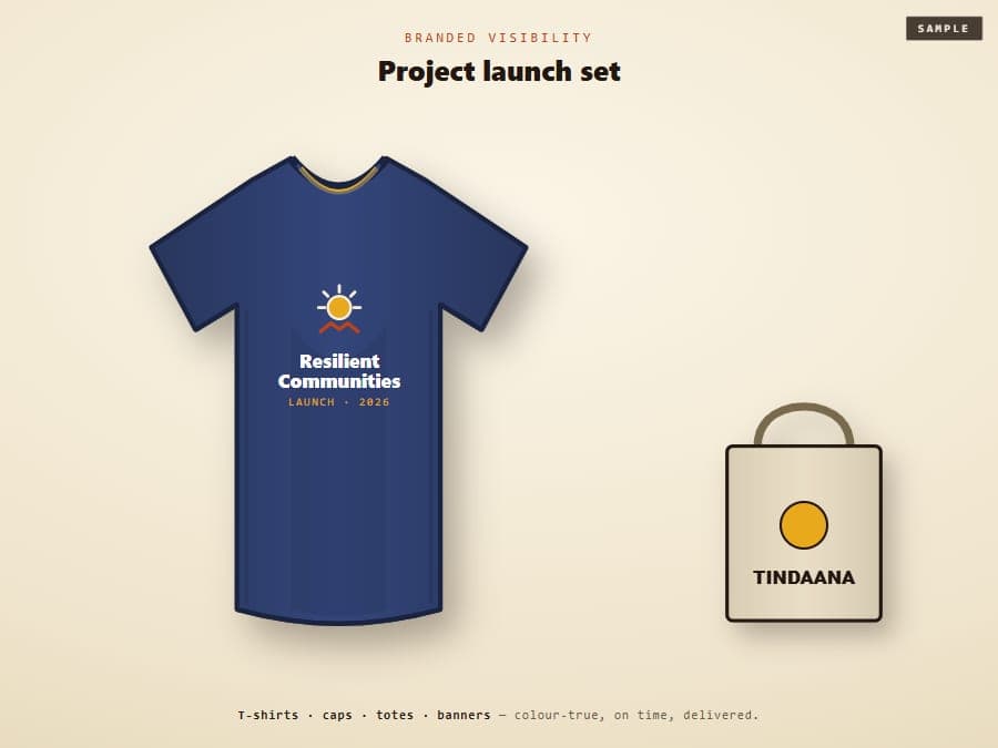 Sample project-launch branded T-shirt